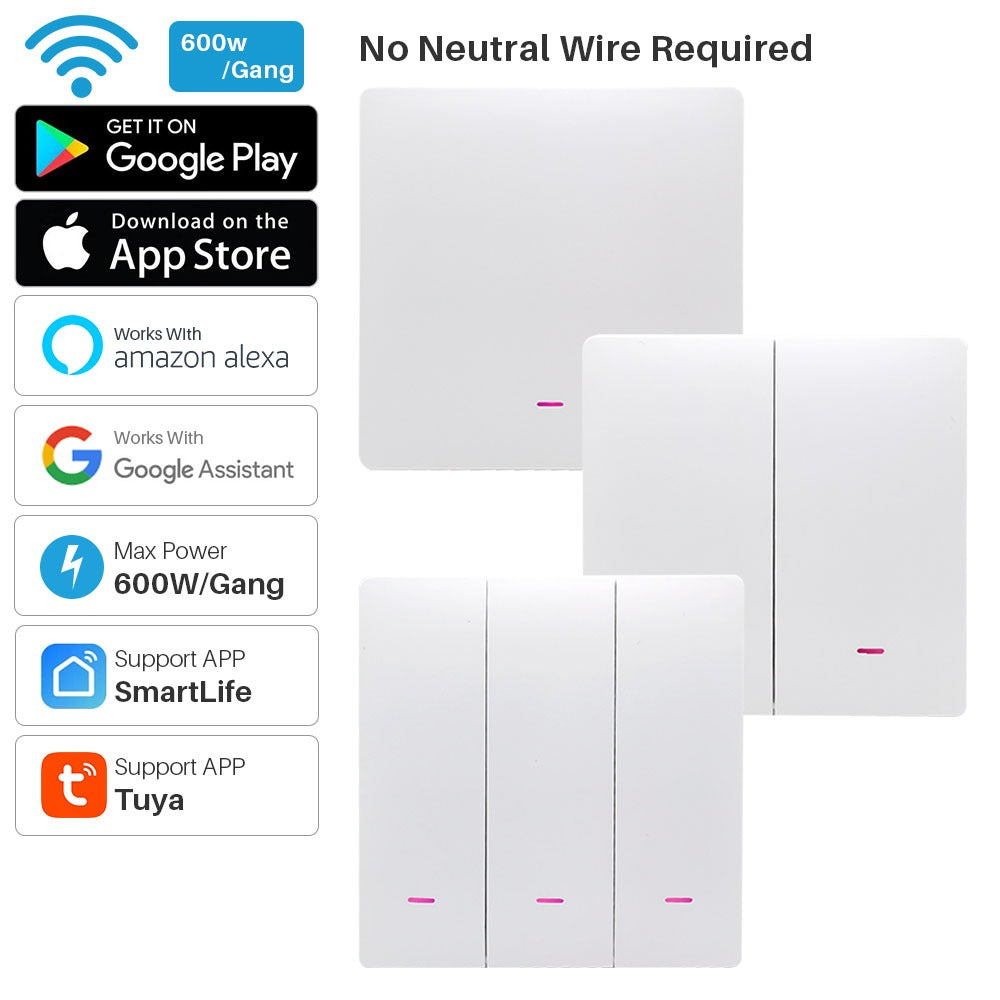 Smart Wifi Switch 220V No Neutral Wire Support Alexa and Google Home - New