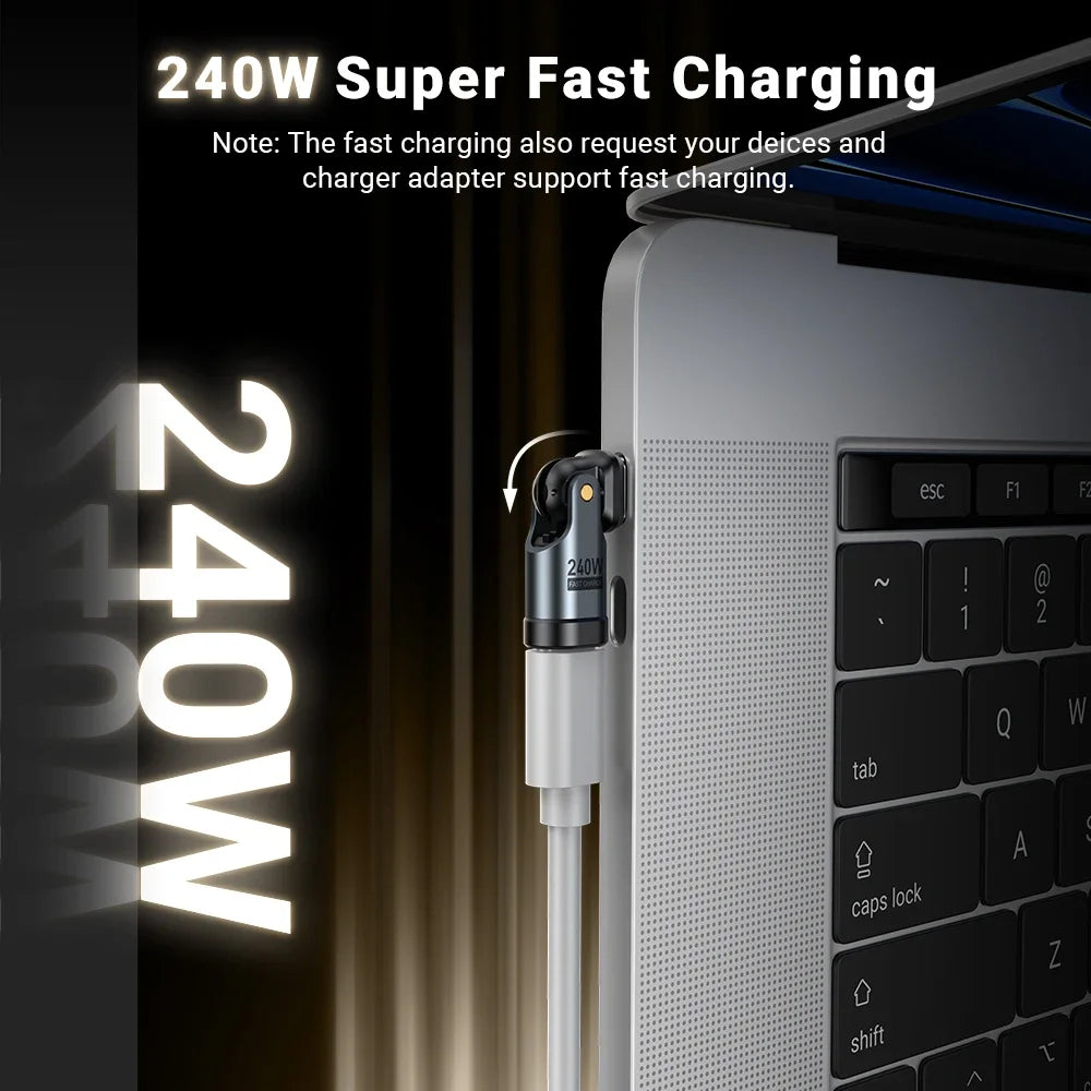 AUFU 240W OTG Type C Adapter USB Type C Male to Type C Female - 180° degree rotation