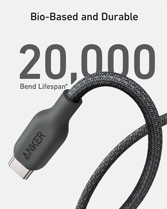 Anker USB C to C Charger Cable (140W), Bio-Braided for iPhone 15/15 Plus/ 15 Pro/ 15 Pro Max, MacBook Pro 2020, iPad Pro 2020, iPad Air 4, Samsung Galaxy S23 (Phantom Black)