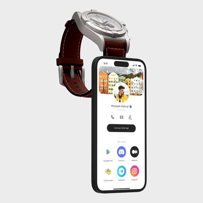 tap. GoWrist™ - Your On-The-Go Digital Business Card - Compatible with Traditional Watches