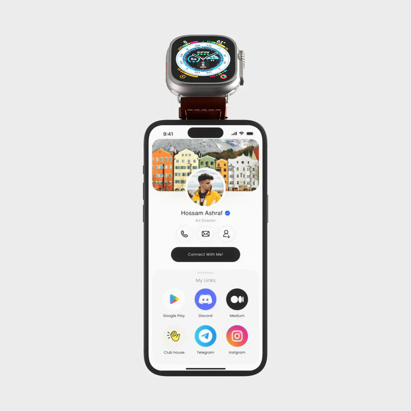 tap. GoWrist™ - Your On-The-Go Digital Business Card - Compatible with Apple Watch 42/44/45/49 mm