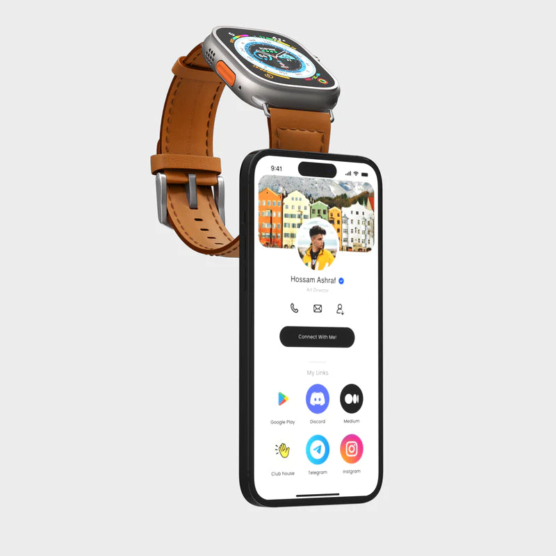 tap. GoWrist™ - Your On-The-Go Digital Business Card - Compatible with Apple Watch 42/44/45/49 mm