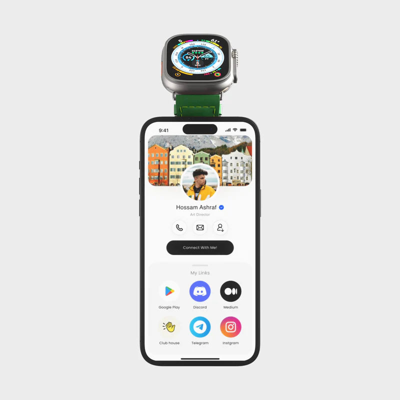 tap. GoWrist™ - Your On-The-Go Digital Business Card - Compatible with Apple Watch 42/44/45/49 mm