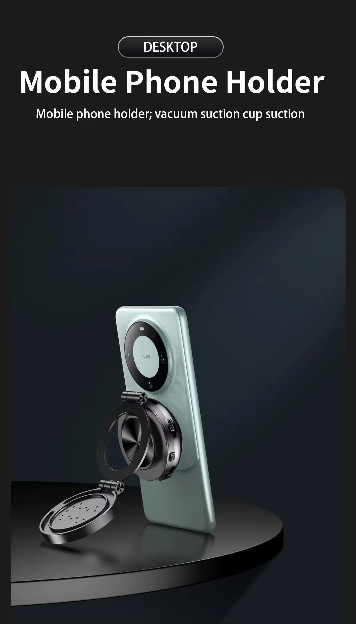 Double Sides Phone Holder Magnetic Vacuum Adsorption Bracket 360 Degree Rotation Foldable GPS Stand Electric Sucker Cup Support