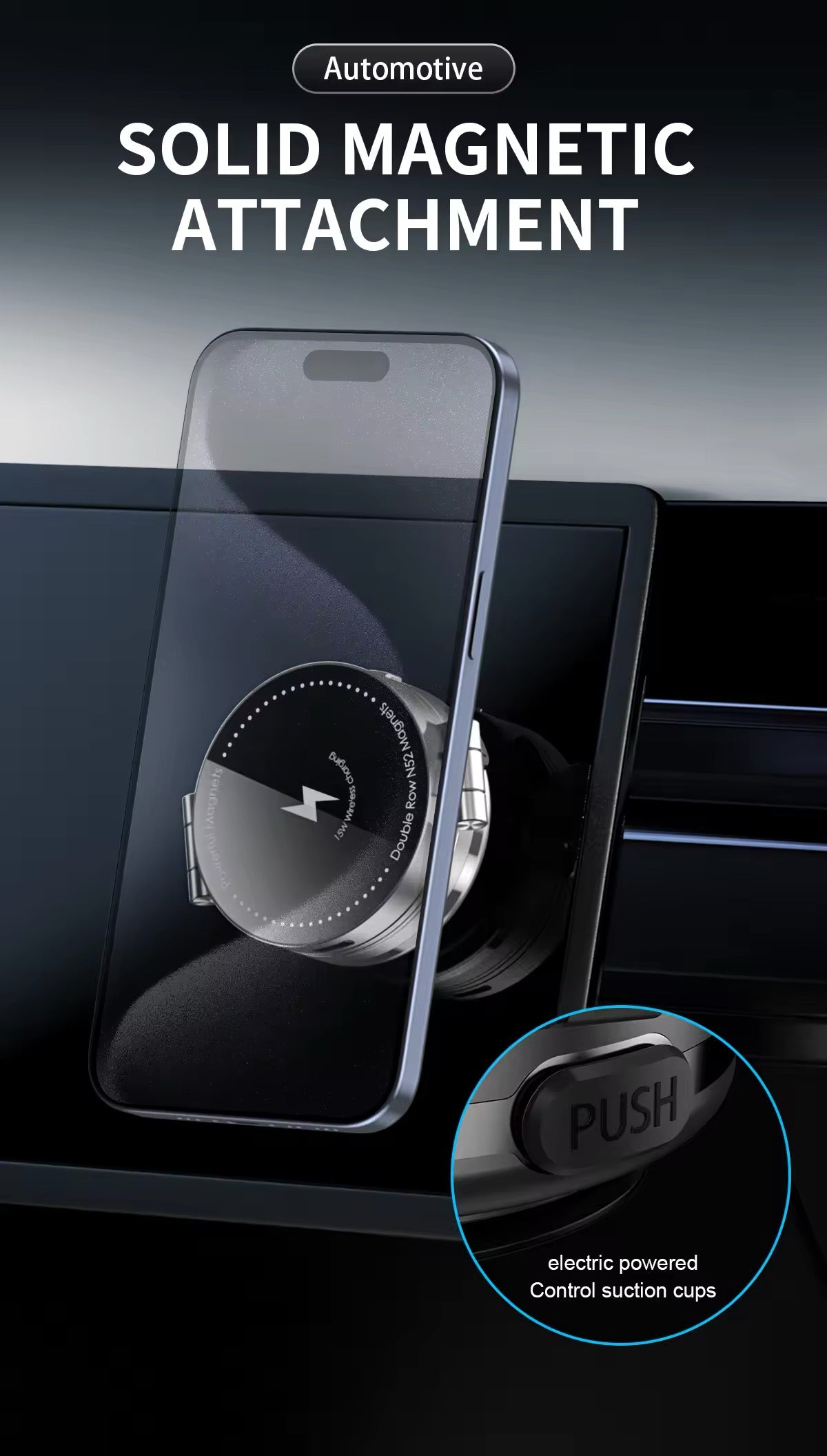Double Sides Phone Holder Magnetic Vacuum Adsorption Bracket 360 Degree Rotation Foldable GPS Stand Electric Sucker Cup Support