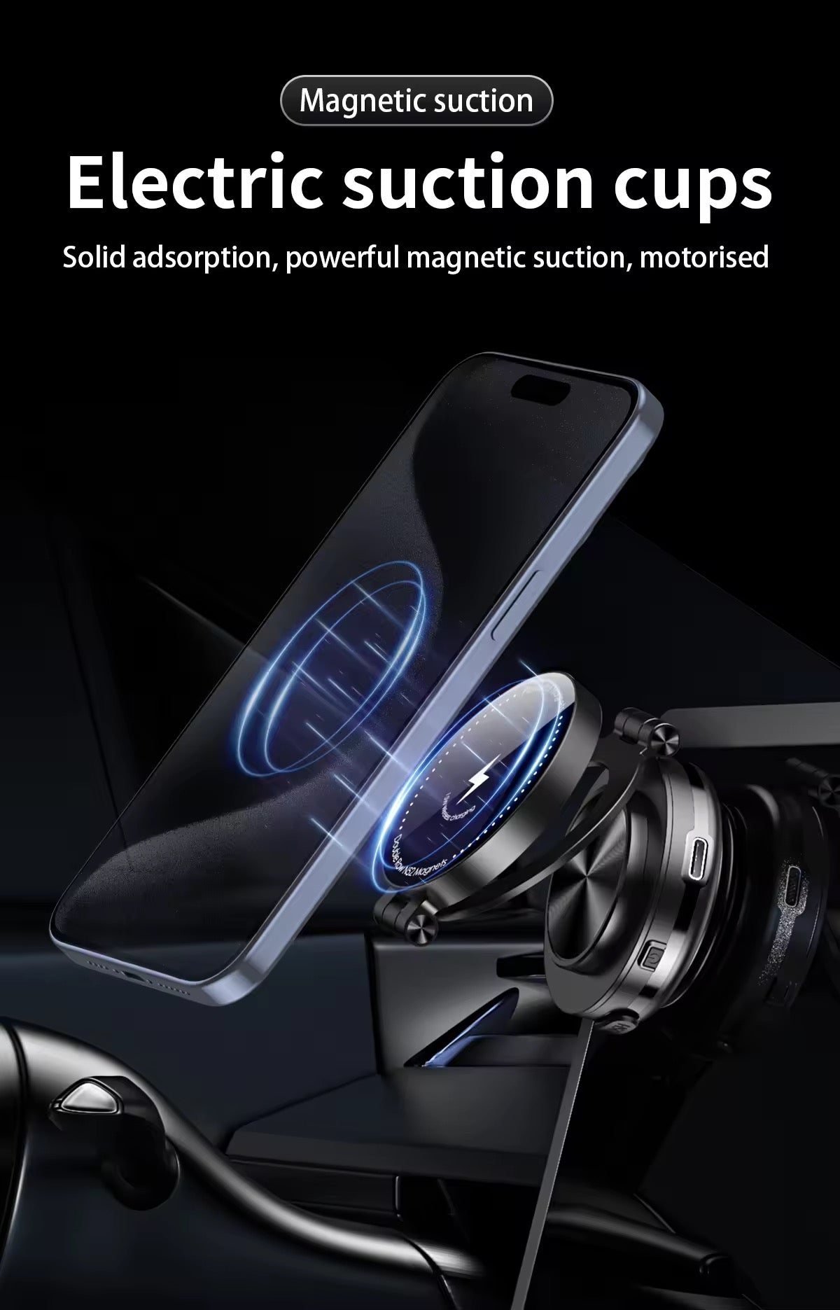 Double Sides Phone Holder Magnetic Vacuum Adsorption Bracket 360 Degree Rotation Foldable GPS Stand Electric Sucker Cup Support