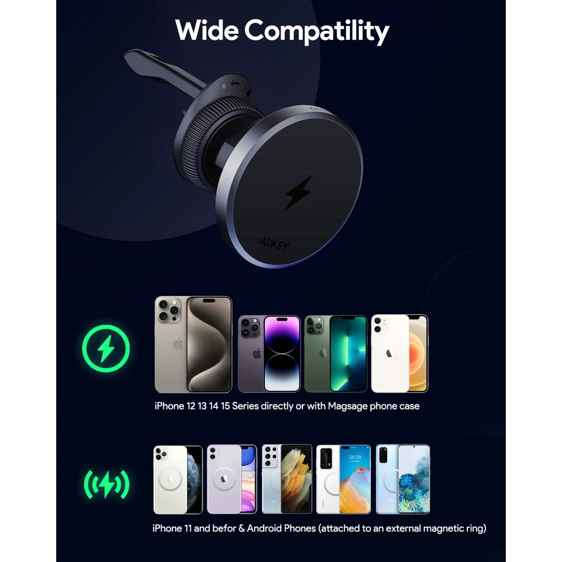 AUKEY HD-MC13 Magnetic Fast Wireless Charging Phone Mount