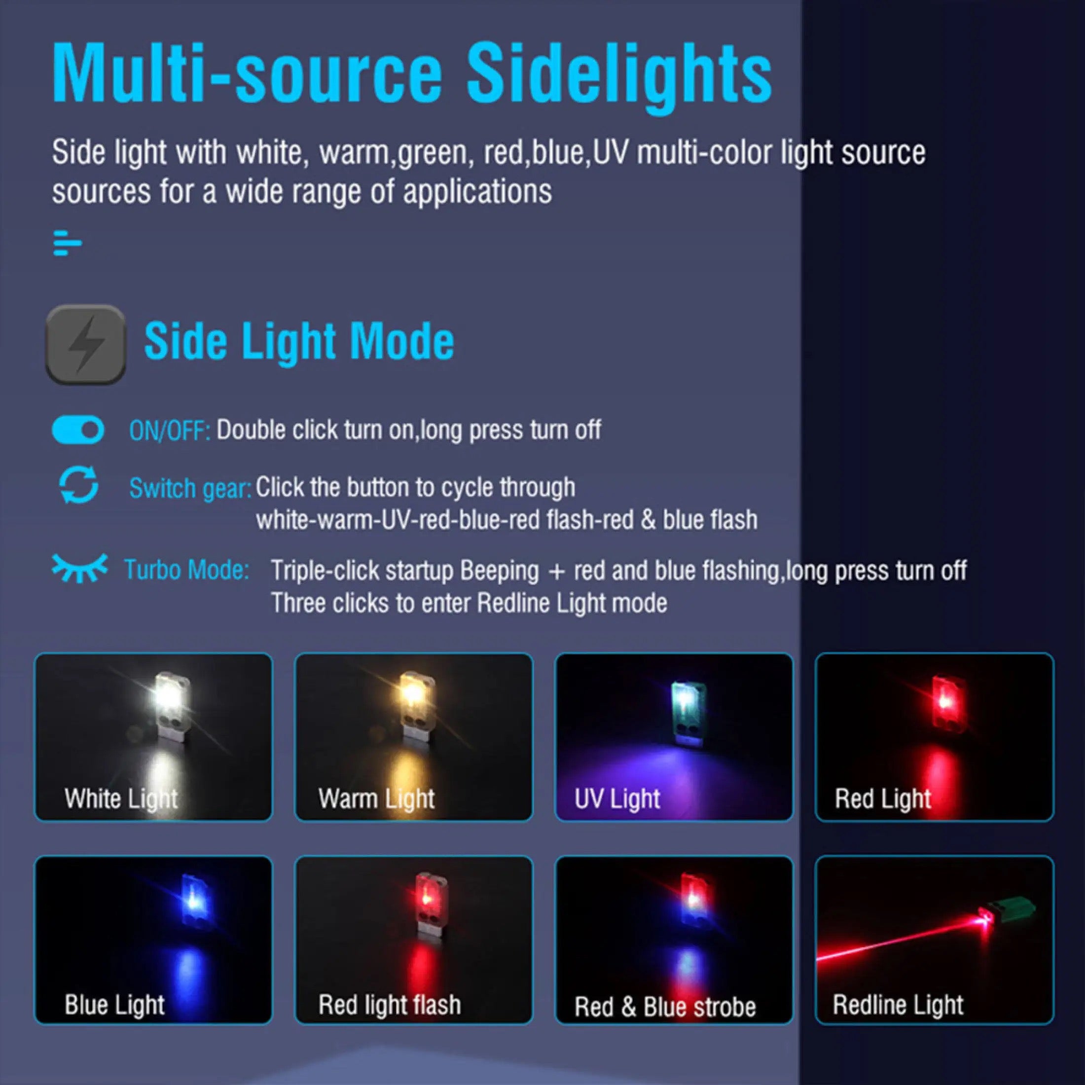 Asafee V10L 1100LM Fluorescent EDC Mini Flashlight Waterproof 2*SZ5-M3 ++5MW Lamp 100M Range Keychain Redline Blue Red UV Light , NEW