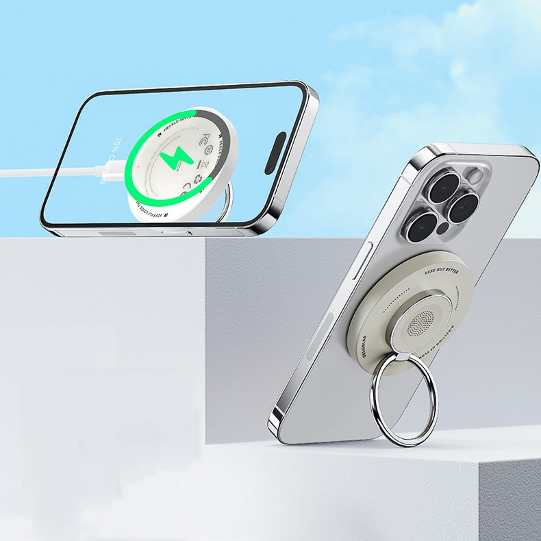 ROCK  3 in 1  (Magsafe)  Magnetic Wireless Charger with Ring Holder 15W Mini Fast Charging Pad For AirPods iWatch