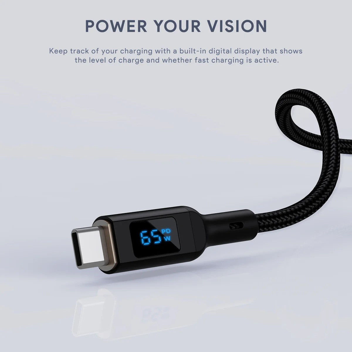 كابل AukeyCB-MCC102 Circlet Blink 100W USB C إلى C مضفر من النايلون مع شاشة LCD