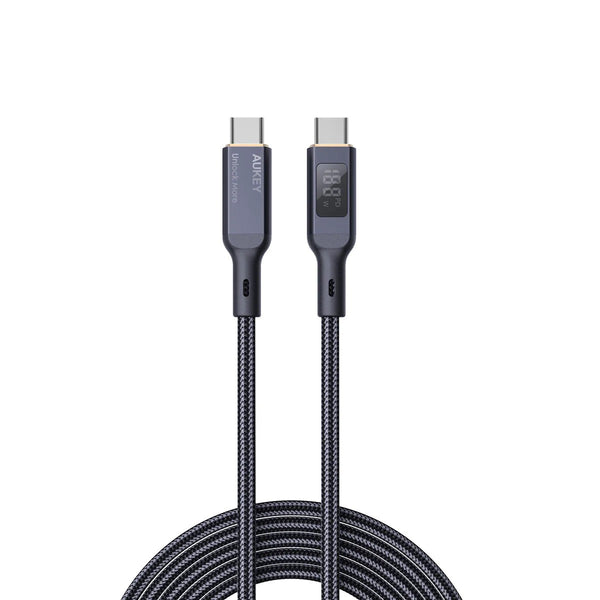 كابل AukeyCB-MCC102 Circlet Blink 100W USB C إلى C مضفر من النايلون مع شاشة LCD