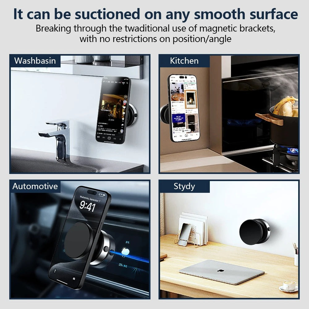 Electric Vacuum Magnetic Car Mount Stand for Cell Phone 360° Rotation