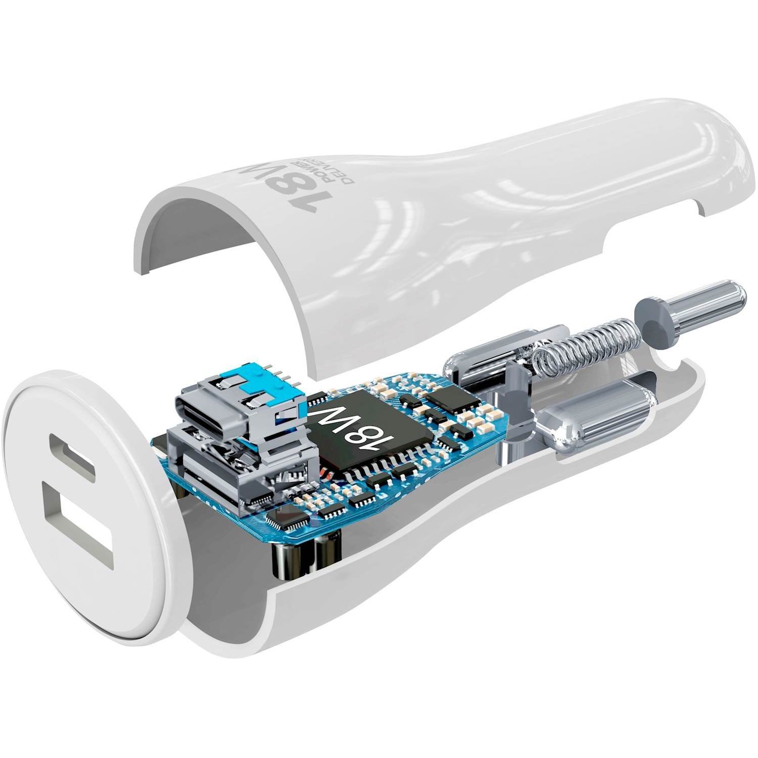 Cellularline USB-C™ Car Charger Dual Kit 18W + 12W – USB-C to Lightning