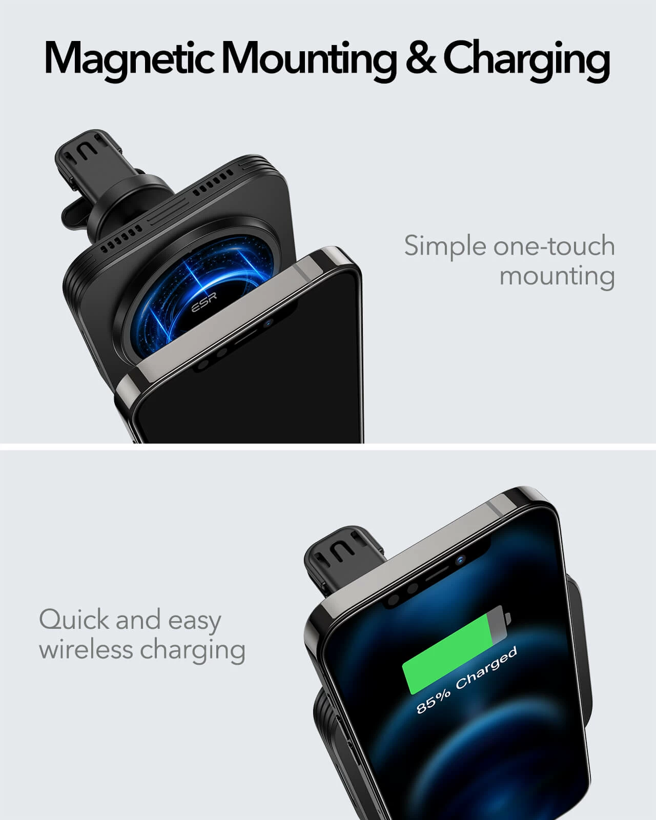 HaloLock™ Magnetic Wireless Car Charger Mount for iPhone 13/12 (Supports Apple MagSafe) (Sale)