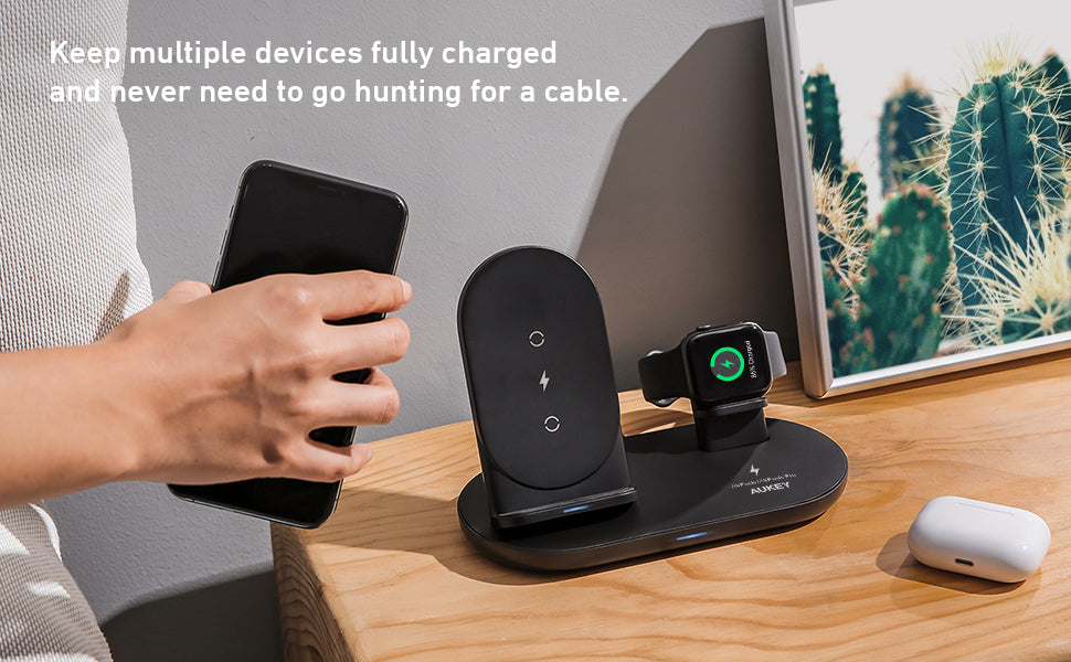 قاعدة شحن لاسلكية 3 في 1 من Aukey LC-A3 AirCore