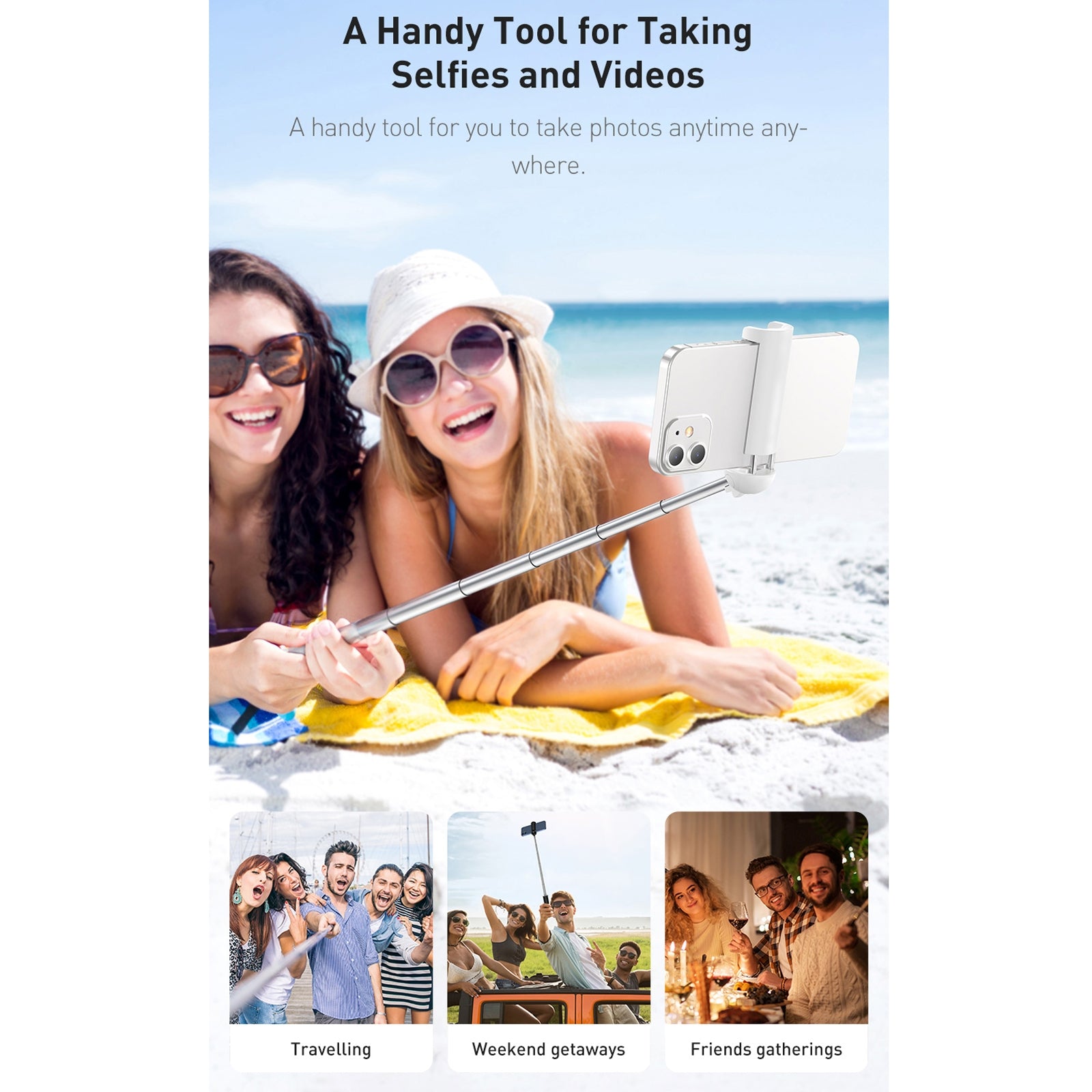 Baseus Mini Bluetooth Folding Selfie Stick Self Timer Rod Black