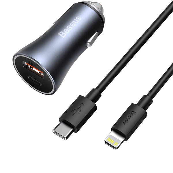 BASEUS  40W USB&USB-C   Type-C Dual Quick Charging Car Charger with Cable
