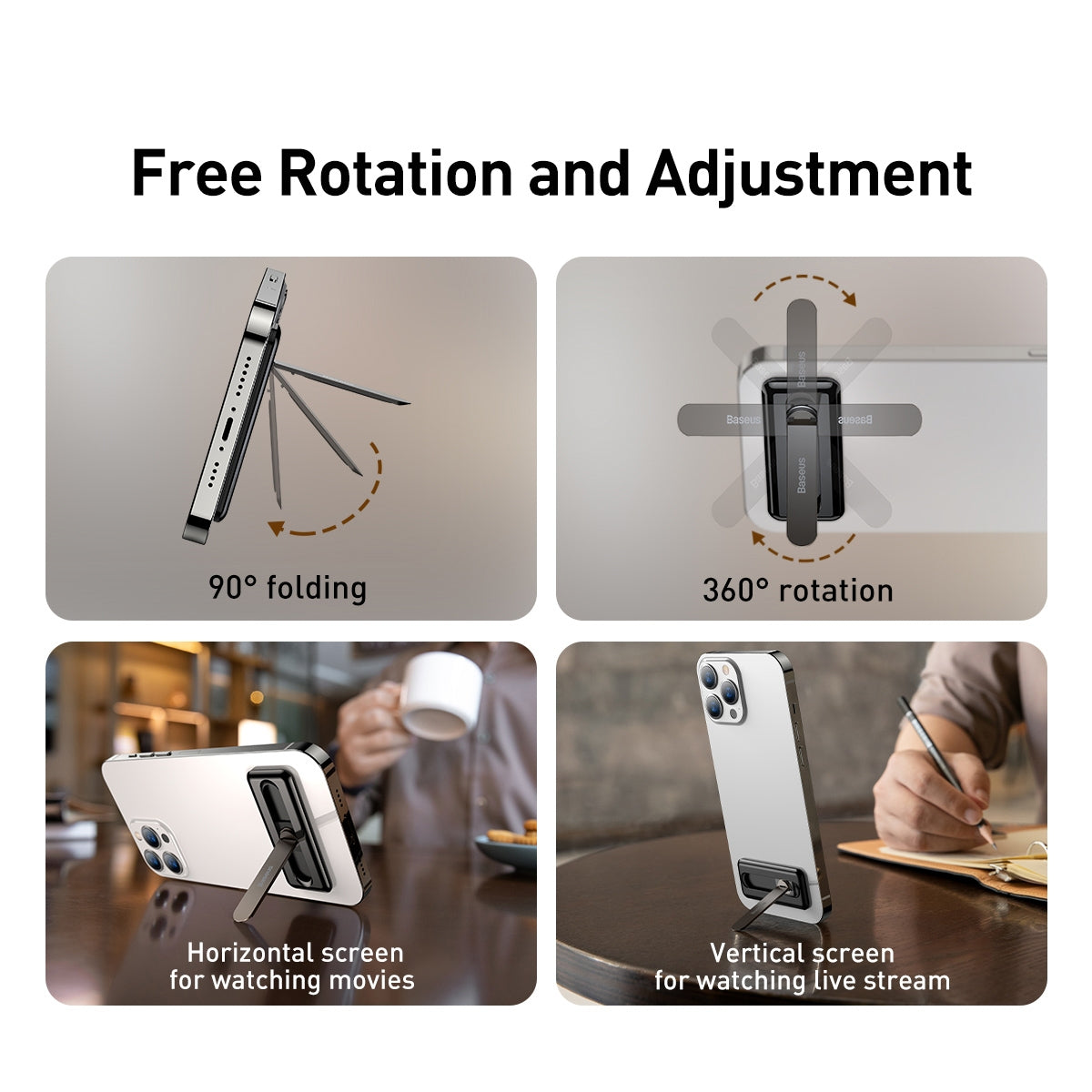 Baseus Foldable Rotating Bracket for Mobile Phone Black