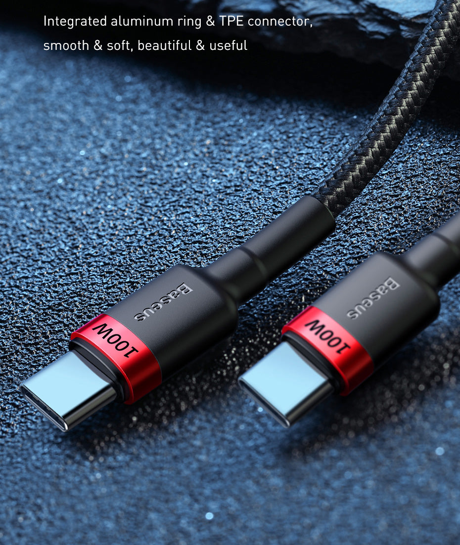 Baseus 100W USB C To USB Type C Cable USBC PD Fast Charging Charger Cord USB-C 5A Type C Cable 2M For Macbook and all new PC