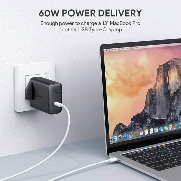 شاحن حائط AUKEY 60 واط PD مع تقنية GAN POWER TECH أسود PA-D4 BK