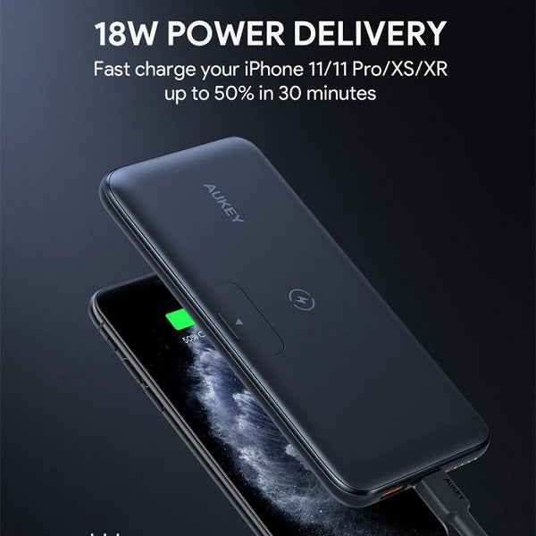 AUKEY 10000mAh Wireless Charging Power Bank with Foldable Stand - PB-WL02