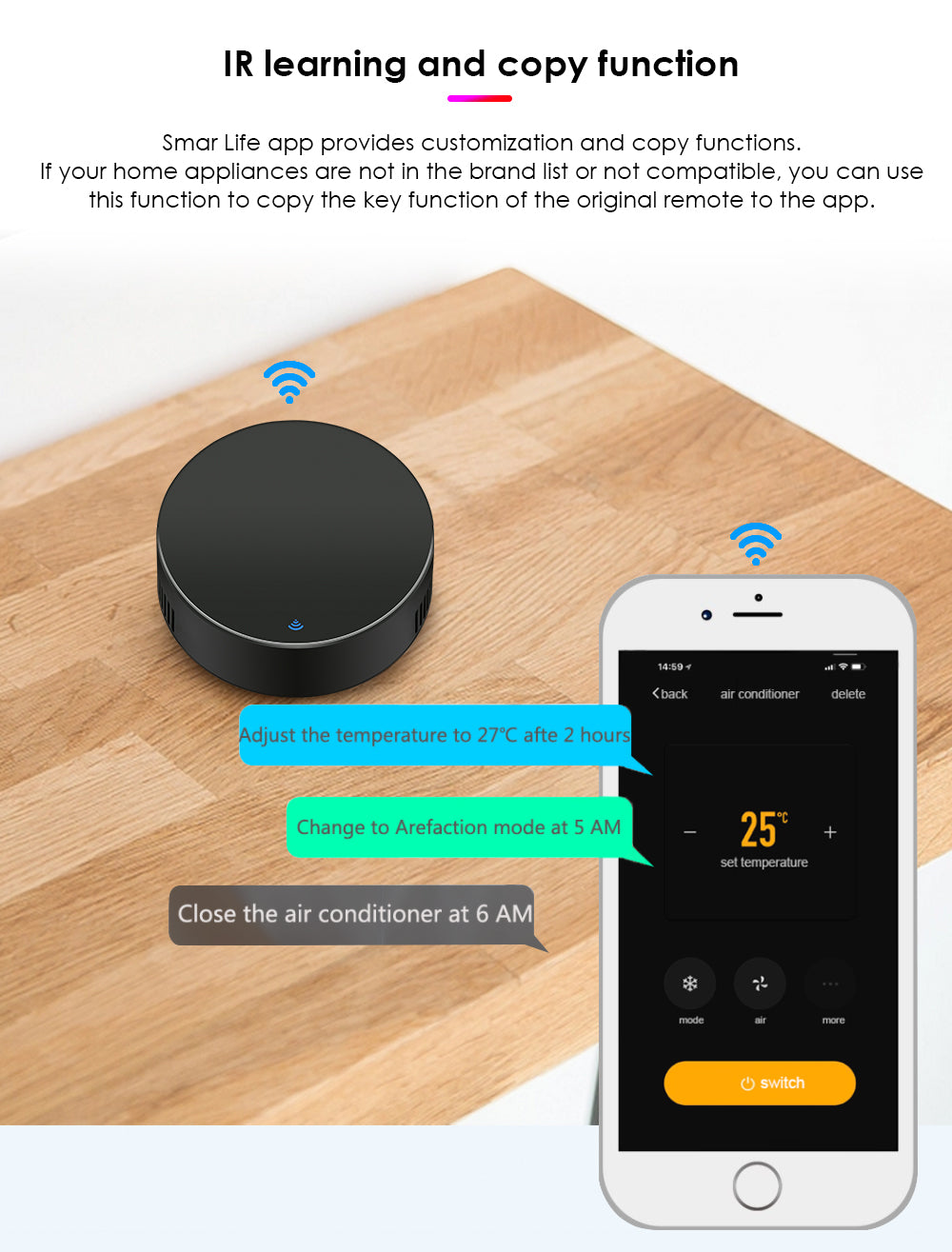 New CORUI Tuya WiFi Infrared Remote Control Smart Universal Smart Home Control TV DVD AUD AC Works With Alexa Google Home