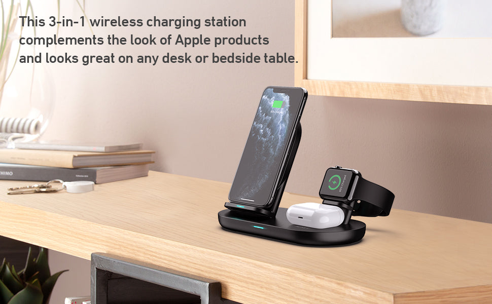 قاعدة شحن لاسلكية 3 في 1 من Aukey LC-A3 AirCore