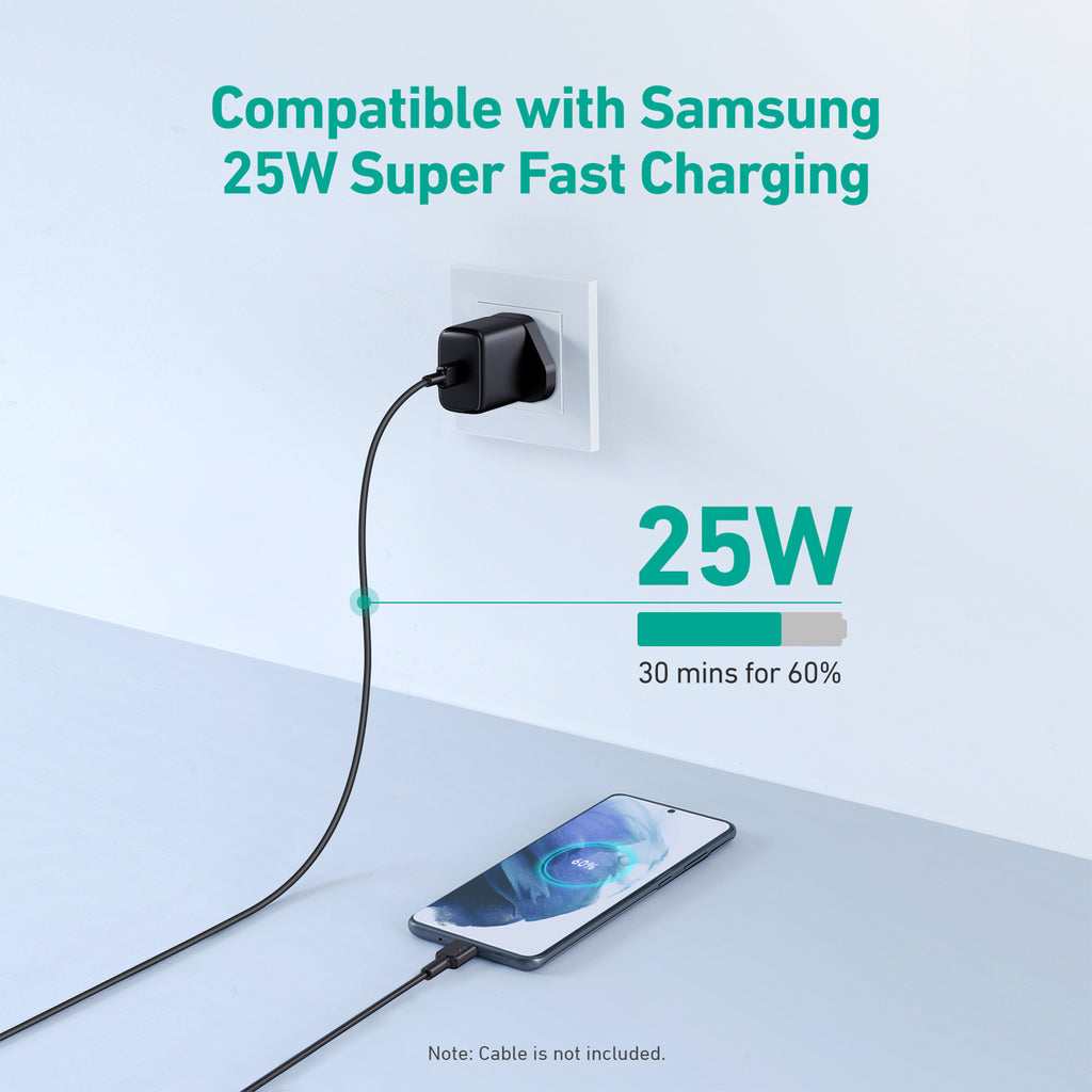 شاحن حائط Aukey PA-R1A بقدرة 25 وات مع كابل USB-C إلى USB-C