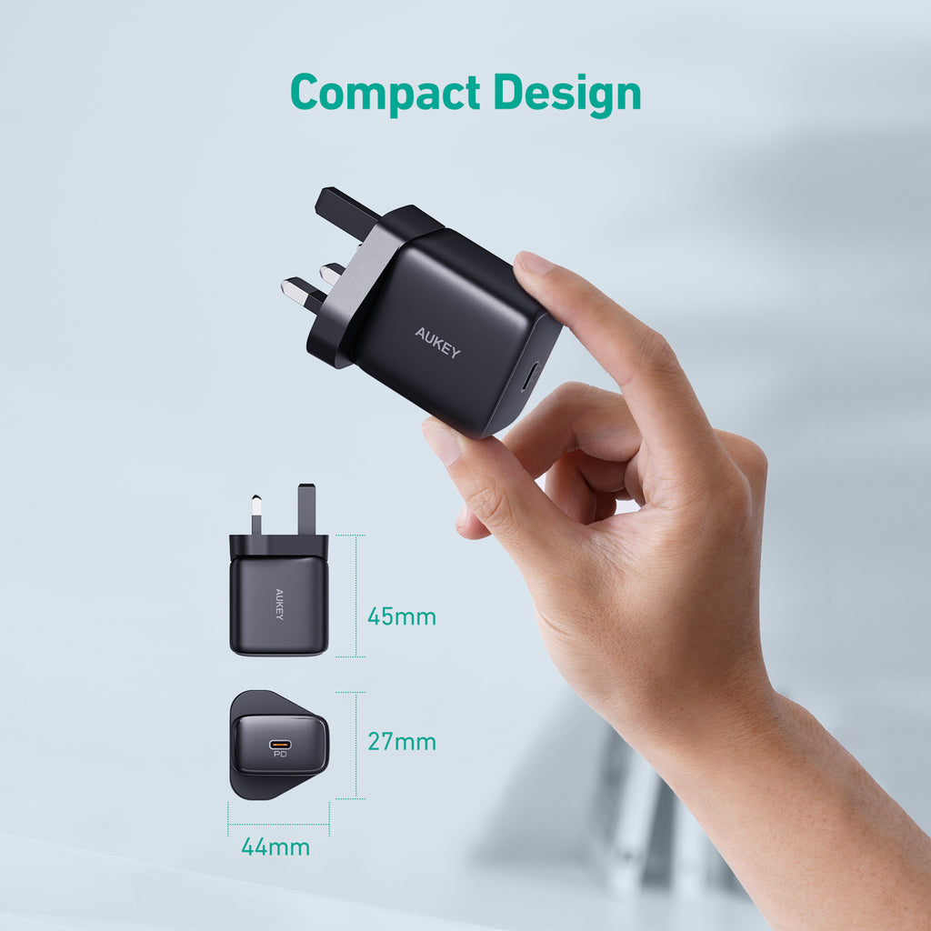 شاحن حائط Aukey PA-R1A بقدرة 25 وات مع كابل USB-C إلى USB-C