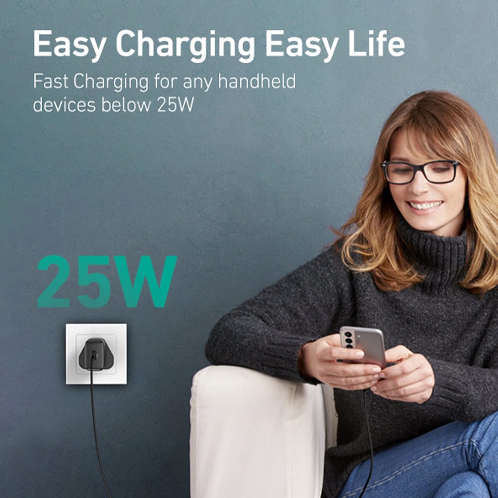 شاحن حائط Aukey PA-R1A بقدرة 25 وات مع كابل USB-C إلى USB-C